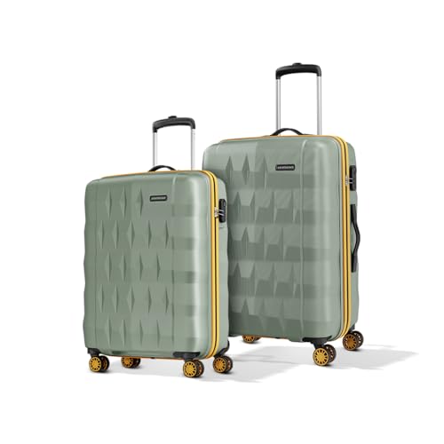 Image of Aristocrat Comet Set of 2 Trolley Bag 56, 66cm | Small+Medium| Hard Luggage| Smooth 8-Wheel Suitcase| Combination Lock With Sturdy Zipper| Full Fabric Convipack | 3-year International Warranty (Green)