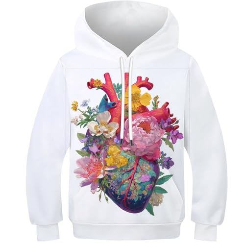Sweat-shirts à capuche enfants pour l'école et le sport avec imprimé fleurs 3D