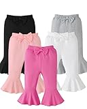 Aura Vane Baby Girl Pants 5 Pack 18-24 Months Toddler Girl Pants Leggings Black Pink White Grey Rose Red Elastic Bow Bell Bottoms for Baby Girls