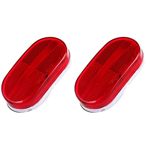 Cciyu Car Marker Light 2 Pack Red Oblong/Side Marker Light W/White Base Replacement Fit For Camper Boat 6Led/Pc #TOP11