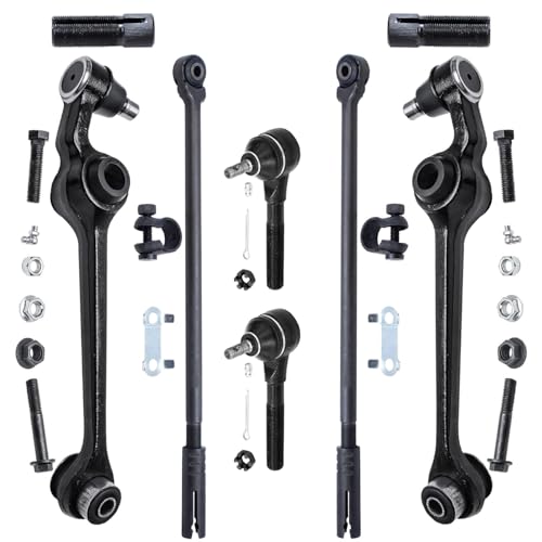 Image of Detroit Axle - Front End Kit for 1998-2004 Chrysler Dodge Intrepid Concorde 1999-2004 300M, 1999-2001 LHS, 2 Lower Control Arms with Ball Joint 4 Outer Inner Tie Rods 2 Adjusting Sleeves Replacement