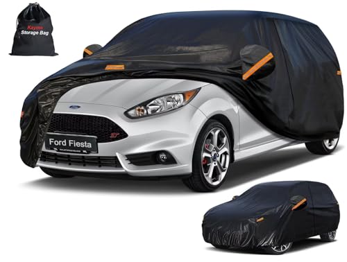 Image of Kayme 7 Layers Hatchback Car Cover Custom Fit for Ford Fiesta (1989-2026), Waterproof All Weather for Automobiles,Rain Sun UV Protection.Black