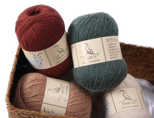 Image of 100% Cashmere Yarn for Crocheting 3-Ply Warm Soft Luxurious Fuzzy Knitting Yarn, 150g (Khaki)
