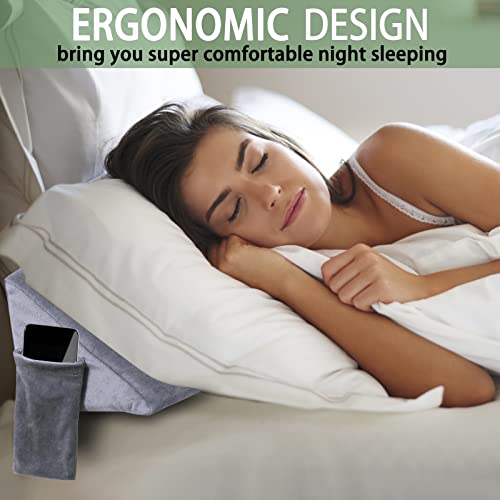 Sunyrisy Queen Size (60"×8"×6") Bed Wedge Mattress Wedge Pillow Gap Filler, Headboard Pillow To Fill The Gap (0-5.5'') Between Your Headboard And Mattress (Gray, Velvet) #TOP6