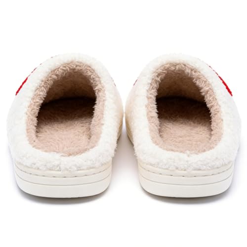 Image of Women's Men's Preppy Happy Face Slippers Comfy Warm Plush Slip-On House Slipper for Winter Indoor Soft Cushion Non-slip Fluffy Slides Slippers