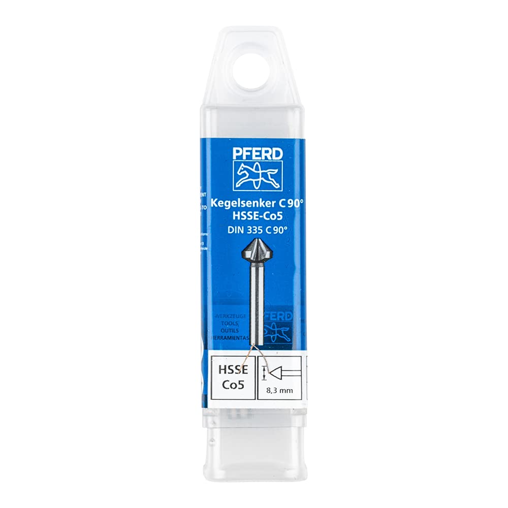 PFERD HSS-E Co5 Cone/Deburring Countersink | 90°, Diameter 8.3 mm, Shaft Diameter 6 mm, DIN 335 C | 25202128 - Temperature Resistant Thanks to Co-Content