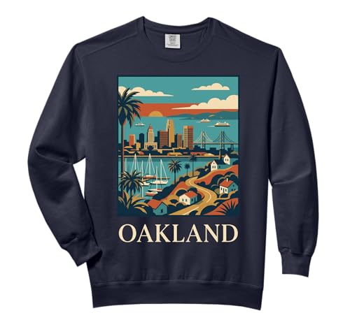 Oakland California Retro Vintage Skyline Bay Bridge City Comfort Colors Adult Sweatshirt