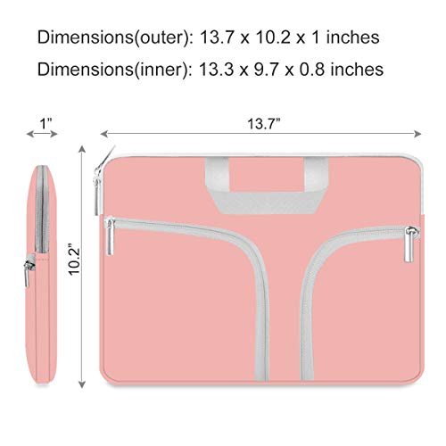 HESTECH Chromebook Case 13.3"-14inch Sleeve Bag, Laptop Notebook Computer,Neoprene Protective Carrying Handle Pocket Accessory for MacBook Pro/Air Acer ASUS Lenovo HP Envy Dell Samsung Microsoft,Pink