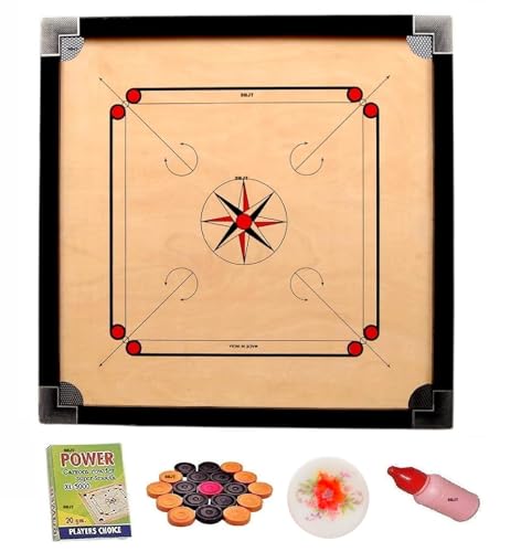 Image of Superior Matte Finish Practice Carrom Board for Serious Professional Practice with Coins Striker and Powder Beige(32 INCH Cut AB-1)