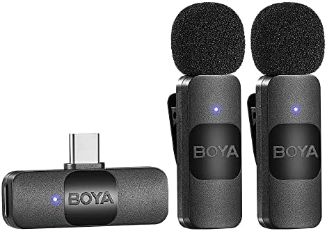BOYA BY-V20 bezprzewodowy mikrofon USB-C, mini mikrofon klapowy do smartfona z systemem Android/typu C, laptopa, do rozmów na YouTube, podcastów, Facebooka, nagrywania wideo