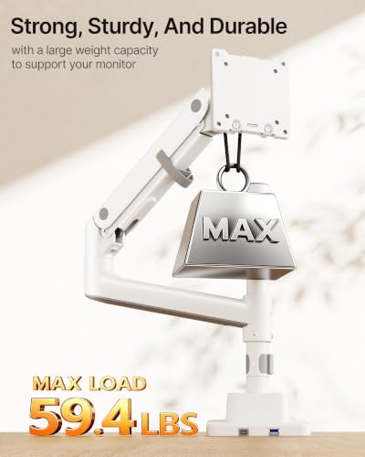 Image of monTEK Ultrawide Monitor Arm Max 57 inch,Height Adjustable 25.5 inch,with USB，White