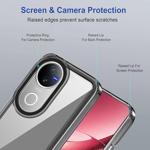 Image of Zapcase Back Case Cover for Vivo V50 5G | Compatible for Vivo V50 5G Back Cover | Case Cover with Camera Protection | (TPU + PC | Translucent Black)