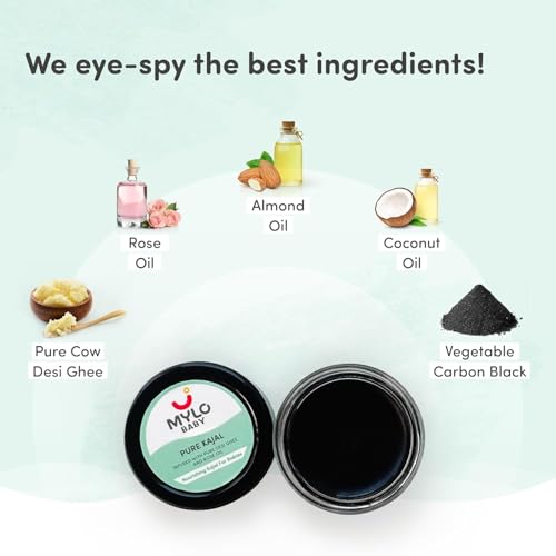 Image of Mylo Baby Pure Kajal 5gm | Dermatologically Tested | 100% Natural with Pure Desi Ghee (5 g (Pack of 2))