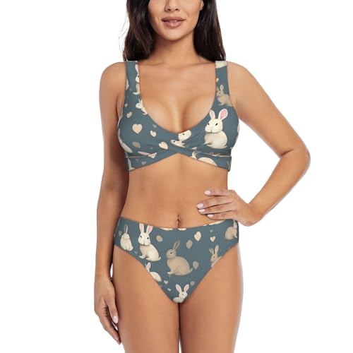Bikini 2 pièces gainant motif lapin pour sculpter la silhouette