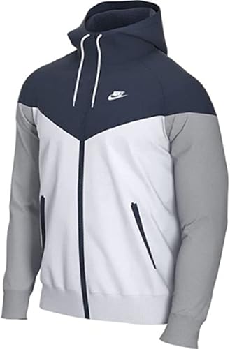 NIKE TEAM MEN'S WINDRUNNER JACKET Hooded Windbreaker (Navy/White, Medium)