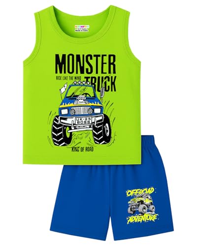 Image of Kuchipoo Boys Regular Fit Sleeveless T-Shirts and Shorts Set