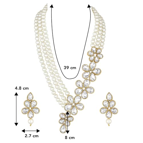 Image of Peora Kundan Faux Pearl Traditional Jewellery Set Gift for Women