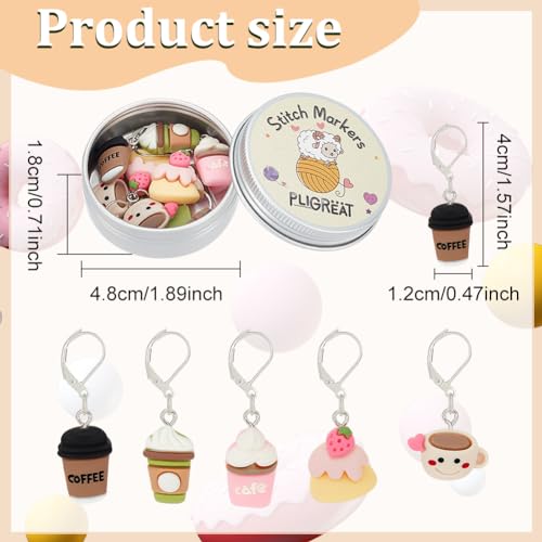 PLIGREAT 10 Pcs Cute Coffee Cup Stitch Marker Ornament Set Crafts Making Ornament DIY Gift Handmade Craft Accessories Knitting Stitch Counter for Mom Woman Tailor Shop Supplies