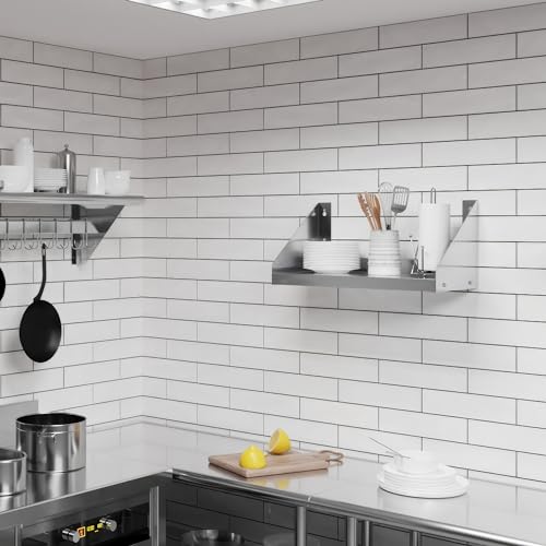 Image of AmGood Stainless Steel Wall Shelf with Side Guards (24 inch Long x 12 inch Deep)
