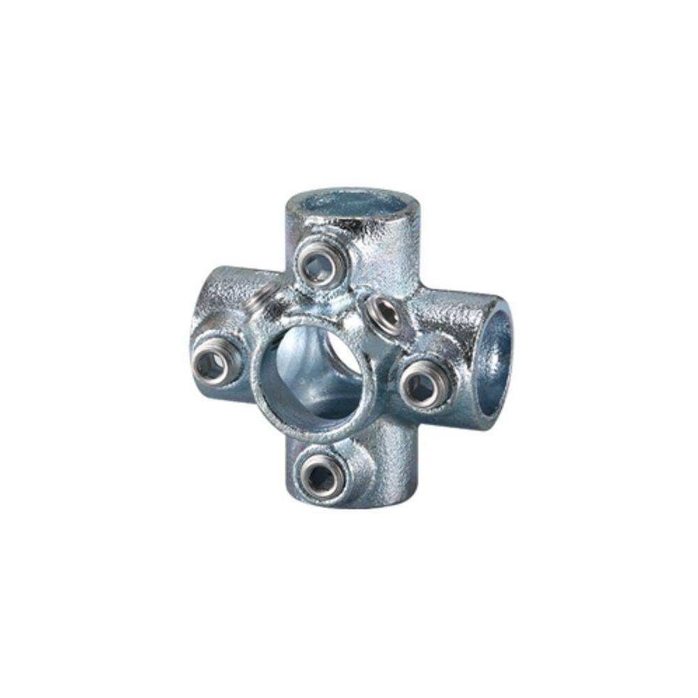 1pcs DN20（ID 28mm） 6-Way Tube Connectors Joint of Galvanized malleable Steel Pipe Fittings, Used for guardrail Installation Handrail System