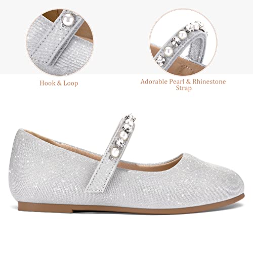 K Komforme Girl Toddler/Little Kid/Big Kid Ballet Flats Pearl Rhinestone Mary Jane Slip-On Party School Princess Flower Wedding Dress Shoes #TOP2
