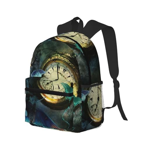 Mochila para laptop con estampado de mariposas y tirantes ergonómicos negros 2