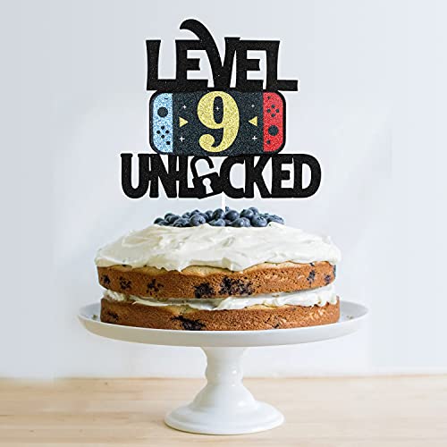 Level 9 Unlocked Game Birthday Cake Topper - Video Game Boy's 9Th Birthday Game On Party Cake Supplies - Gaming Level Up Winner Party Decoration #TOP2