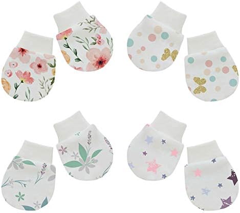 Yaana Banana Newborn Baby Mittens, Pack of 4, Anti-Scratch, 100% Cotton, Infant Gloves (Girl)