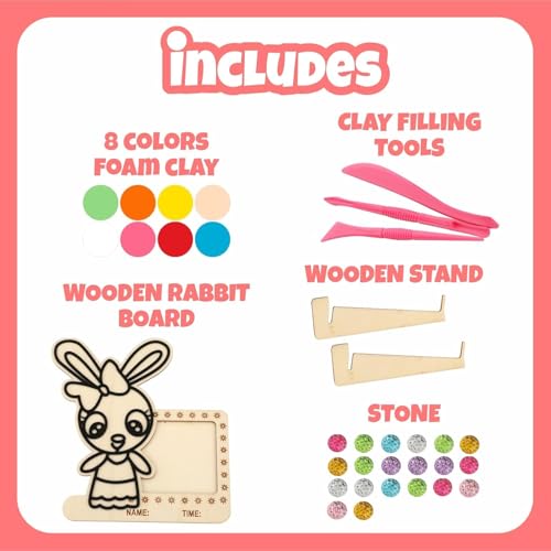 Image of SPARTAN KIDS Wooden Foam Clay Art Photo Frame, Premium DIY Craft Kit for Kids 6-12, Creative Painting Kit for Home Decor, Living Room Wall Frame, Birthday Party Return Gift (5, Rabbit)