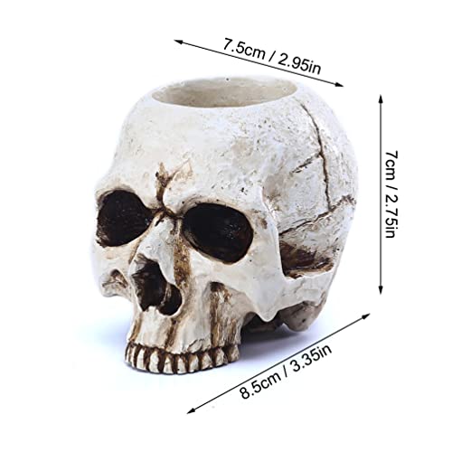 Skull Candle Holder, Provivid Skeleton Skull Candlestick Tealight Holder Succulents Pot Resin Candlestick Crafts For Party Halloween Christmas Spooky Theme Bar Home Decoration Novelty Gifts #TOP1