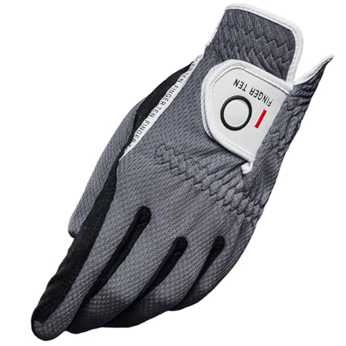 FINGER TEN Men’s Golf Glove Left Hand Rain Grip Pack,