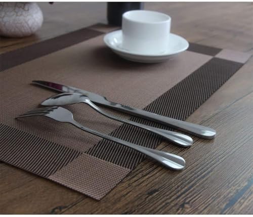 Image of Rectangular Placemats Set of 6 for Dining Table | PVC & Polyester Table Mats | Washable, Heat Resistant & Easy to Clean Kitchen Placemats for Home
