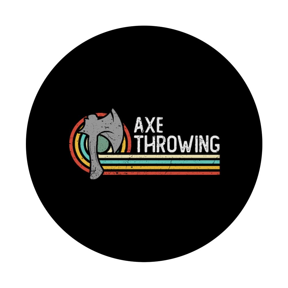 Axe Throwing Retro Loves Axe Hatchet Thrower Axe Throwing PopSockets Swappable PopGrip, Black - Image 3