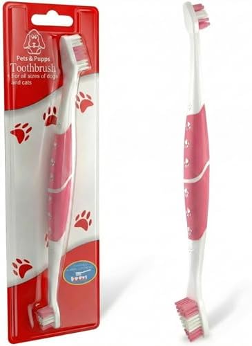 Pet toothbrush for dogs, cats with soft bristles - easy teeth cle...