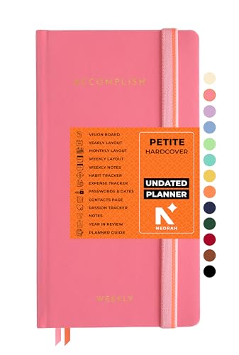 NEORAH — 2027 UNDATED ACCOMPLISH Petite Planner | Yearly view|12 Undated Months|54 Weekly Layouts + 54 Notes|12 Habit & Budget trackers|Gratitude|Passion|Password log|Few blank pages|Hardcover (PINK)
