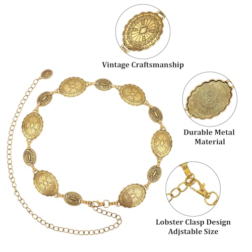 Western Belts for Woman Metal Concho Belts Waist Belt Fashion Cowgirl Chain Belt Y2k Belt Body Chain2