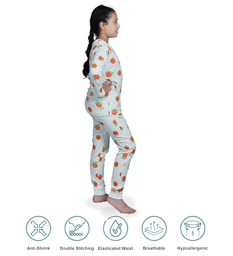 Image of Hestia | H.NSG.N.1 | Kids Girls Nightwear | Sleepwear | Cotton |Trouser Full Sleeves Tshirt | Elastic Waist |Night Dress with Pyjama Tshirts for Girls|All Over Horse Printed |Blue Color 4-6Yrs |Set 1