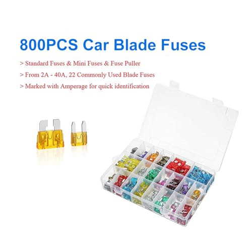 Kit surtido de 800 fusibles para automóvil tipo Vane/Wing mini y estándar con caja de almacenamiento miniatura 4