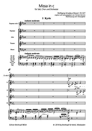 Missa c-moll KV 427: Klavierauszug, Urtextausgabe für Soli, Chor, Orchester