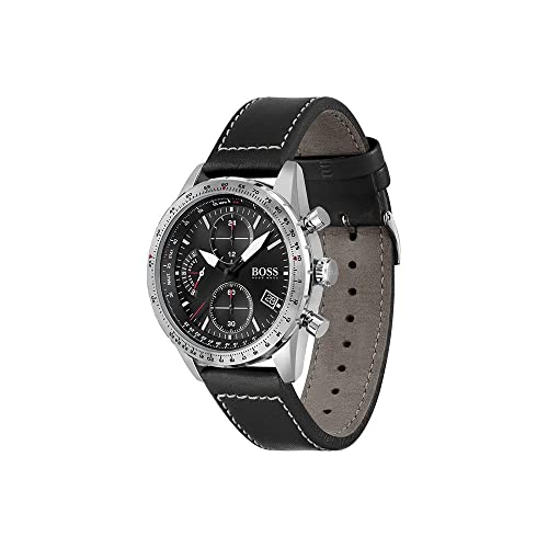 BOSS Men's Stainless Steel Quartz Watch with Leather Strap, Black, 22 (Model: 1513853) - Image 3