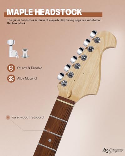 Image of Leo Jaymz DIY ST Style Electric Guitar Kits,Spray-painted Mahogany Body,Laurel Wood Fingerboard and Maple Neck, including all Components (ST-Surf Green)