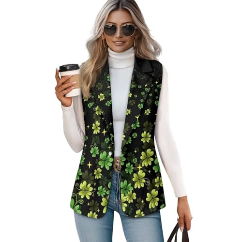 Blazer Vest for Women Business Casual Sleeveless Open Front Suit Vest Lapel One Button Suit Waistcoat