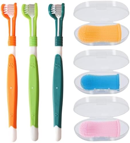 6 Pieces Dog Toothbrush Set Cat Toothbrush for Dogs, Small Dog To...