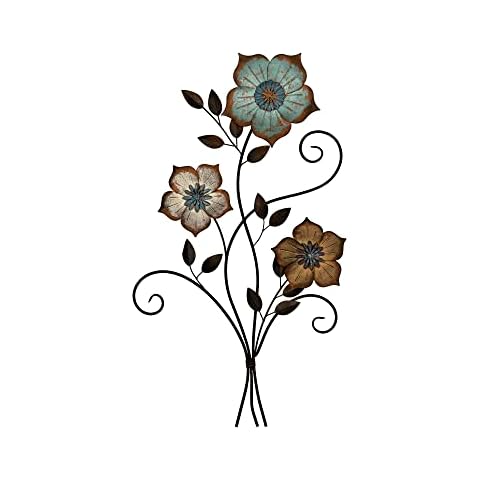 Stratton Home Decor S02369 Tricolor Flower Wall Decor, 19.25 W x 1.50 D x 30.00 H, Multi Cover