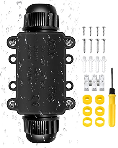 Caja de derivación resistente al agua IP68, caja de conexión eléctrica para exterior, caja de unión, cable subterráneo, conector de cable impermeable para jardín, 2 vías, diámetro del cable de 4-14mm Cover