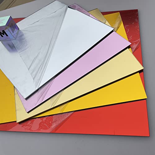 Image of Set of 2 Acrylic Sheet 1 /8 inch Red Mirror, Red Mirrored Acrylic Lucite Plexiglass Sheet (Actual Size 11.875 inch x 11.875 inch)