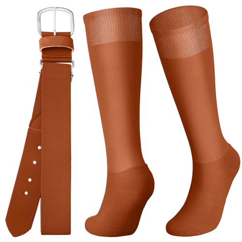 Image of Zhanmai Baseball Belt and Socks Combo, Adjustable Elastic Belt and Softball Socks, Multiple Sizes for Youth Boys Girls, Adult