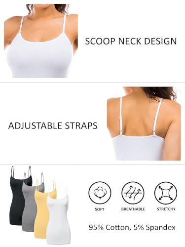 Image of Women's Long Cotton Camisole Spaghetti Strap Tank Top