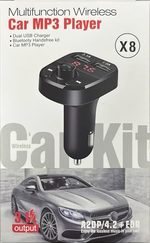 Bluetooth FM Transmitter Music Streaming Adapter and Player Wireless USB Disk Support MP3 Player Car Bluetooth Adapter with Enhanced Noise Cancellation and Hands Free Calling for All Smartphone