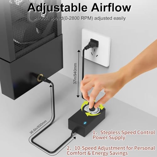 Image of 35.5-37.5 Inch Vertical Window Fan For Sliding Windows Mute Stepless Speed Control (0-2800 Rpm) Window Exhaust Fan Waterproof Vertical Window Fan With Living Rooms Bedroom Attics Garages